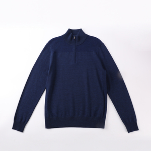 Otoño Invierno OEM Custom Navy Manga larga Mujeres Señoras Jersey Suéter de punto con cremallera