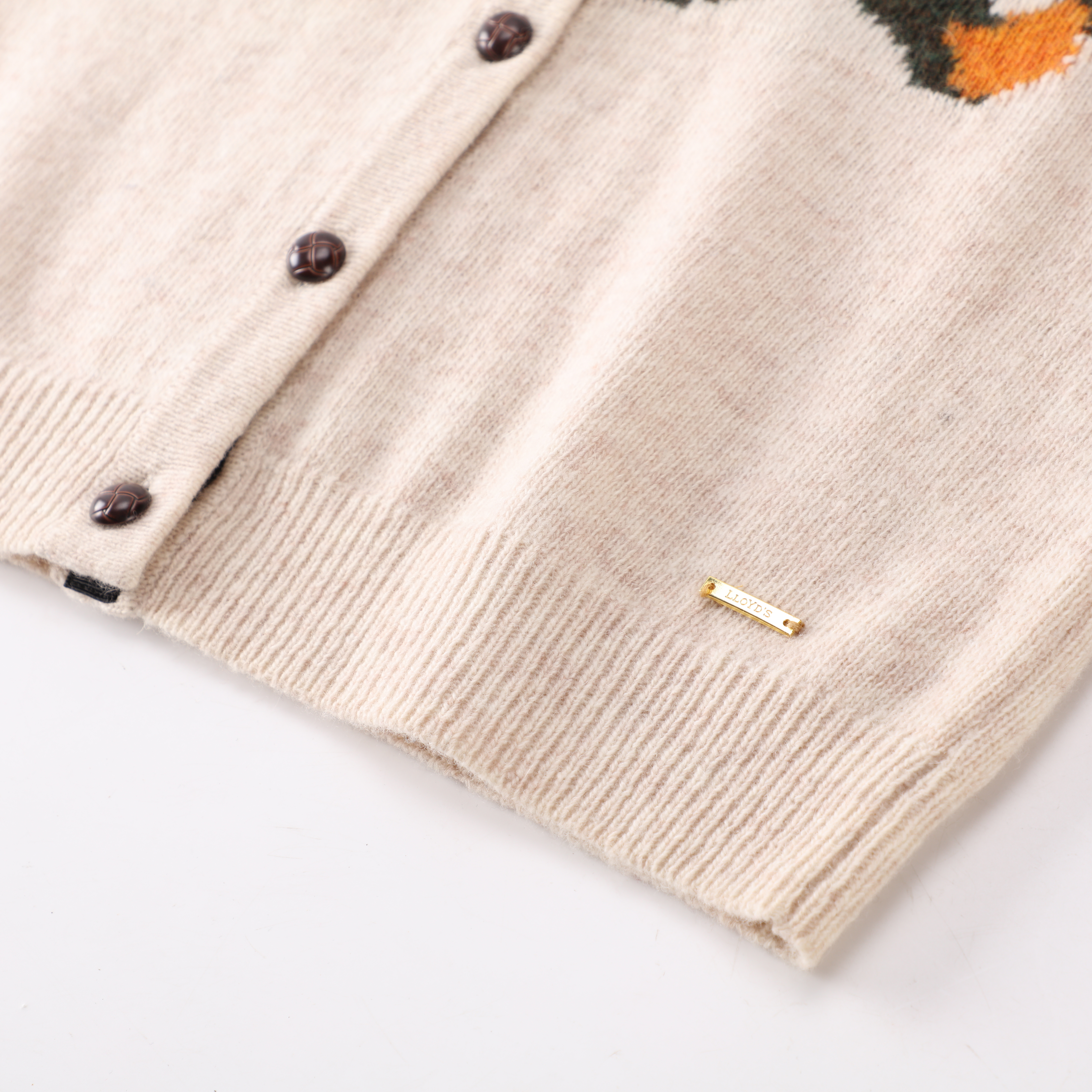 Otoño Invierno OEM personalizado blanco impreso manga larga lana mujer Top Knit Sweater Cardigan