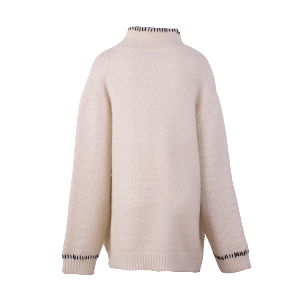 Fabricación OEM, prendas de punto de otoño personalizadas, tejido informal de cuello alto con cremallera, suéter para mujer, cárdigan superior para damas