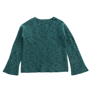 Suéter 100% del punto del jersey de las mujeres de las lanas del verde largo de encargo de la manga de la fábrica del OEM de la caída del invierno