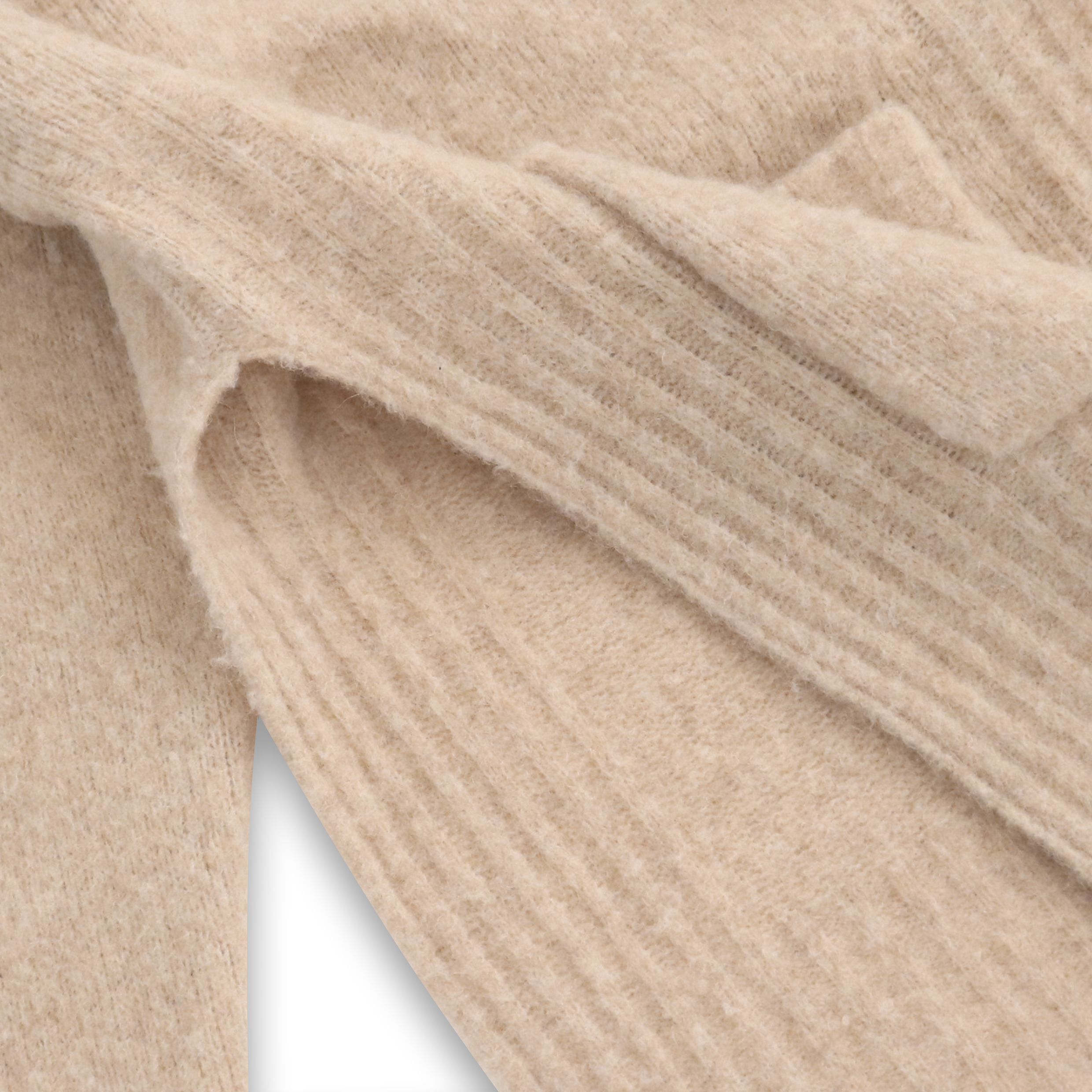 Suéter de punto con bolsillo para mujer, cuello en V, manga larga, Beige, personalizado, Otoño Invierno