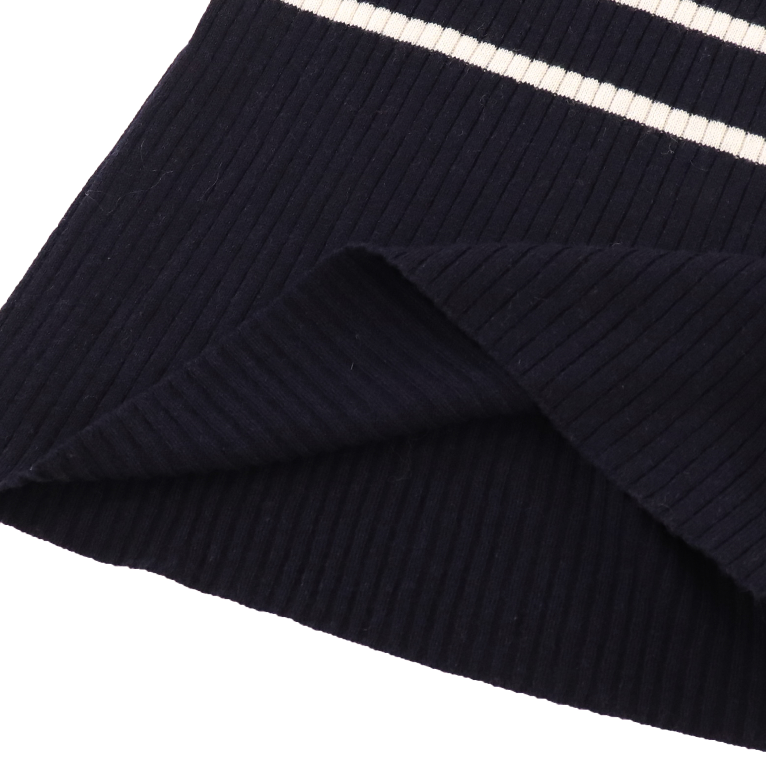 Vestido de suéter de punto con rayas de manga corta personalizada de fábrica OEM de Otoño Invierno para mujer