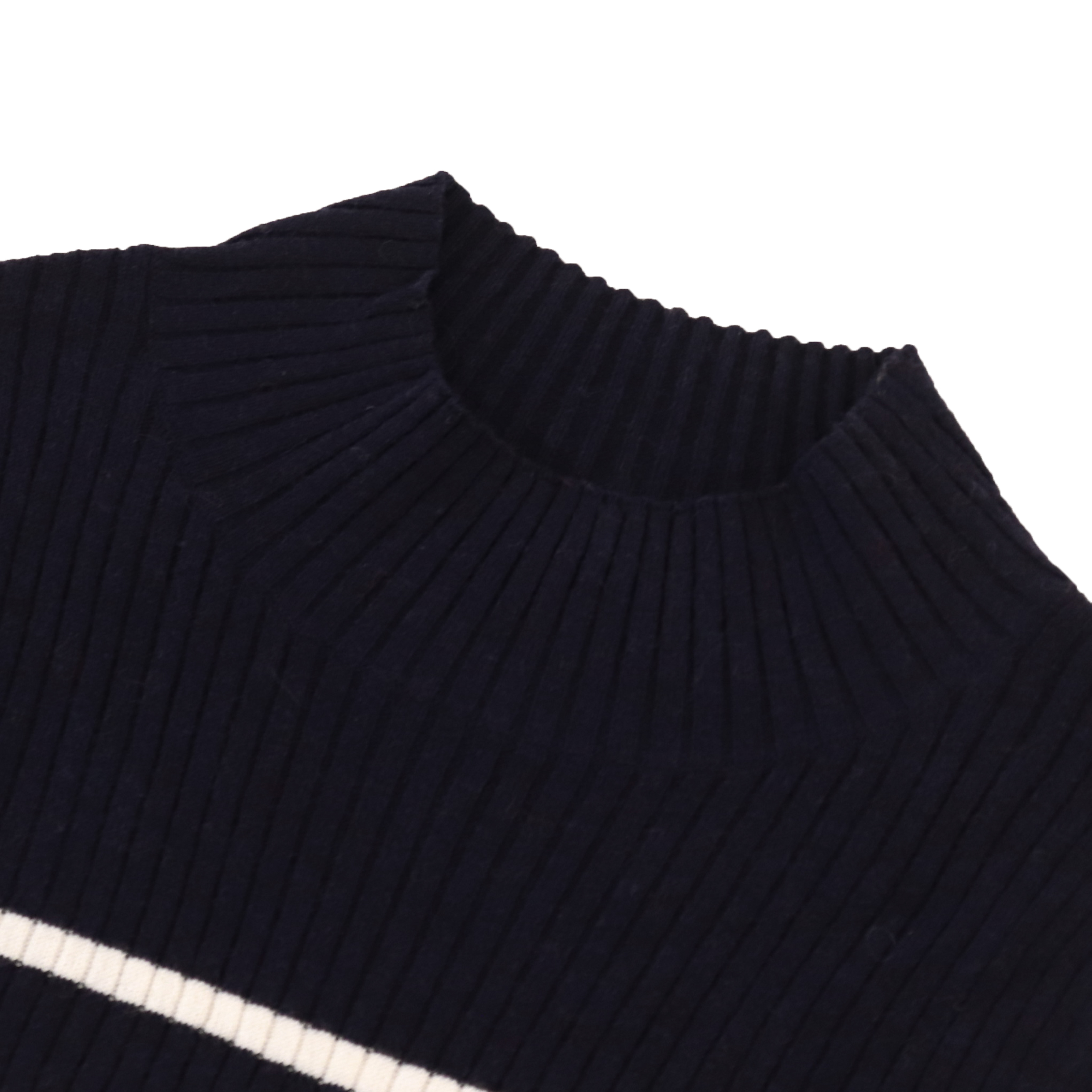 Vestido de suéter de punto con rayas de manga corta personalizada de fábrica OEM de Otoño Invierno para mujer