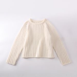 Suéter largo beige de encargo del punto del jersey de las señoras de las mujeres del O-cuello de la manga de la fábrica del OEM del otoño invierno