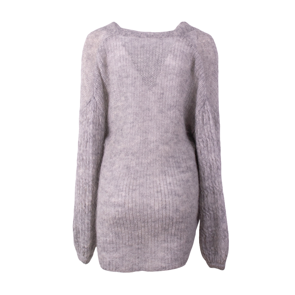 El OEM fabrica la rebeca larga hecha punto con cuello de pico de encargo de la capa del suéter de las señoras de las mujeres de los géneros de punto del otoño-invierno