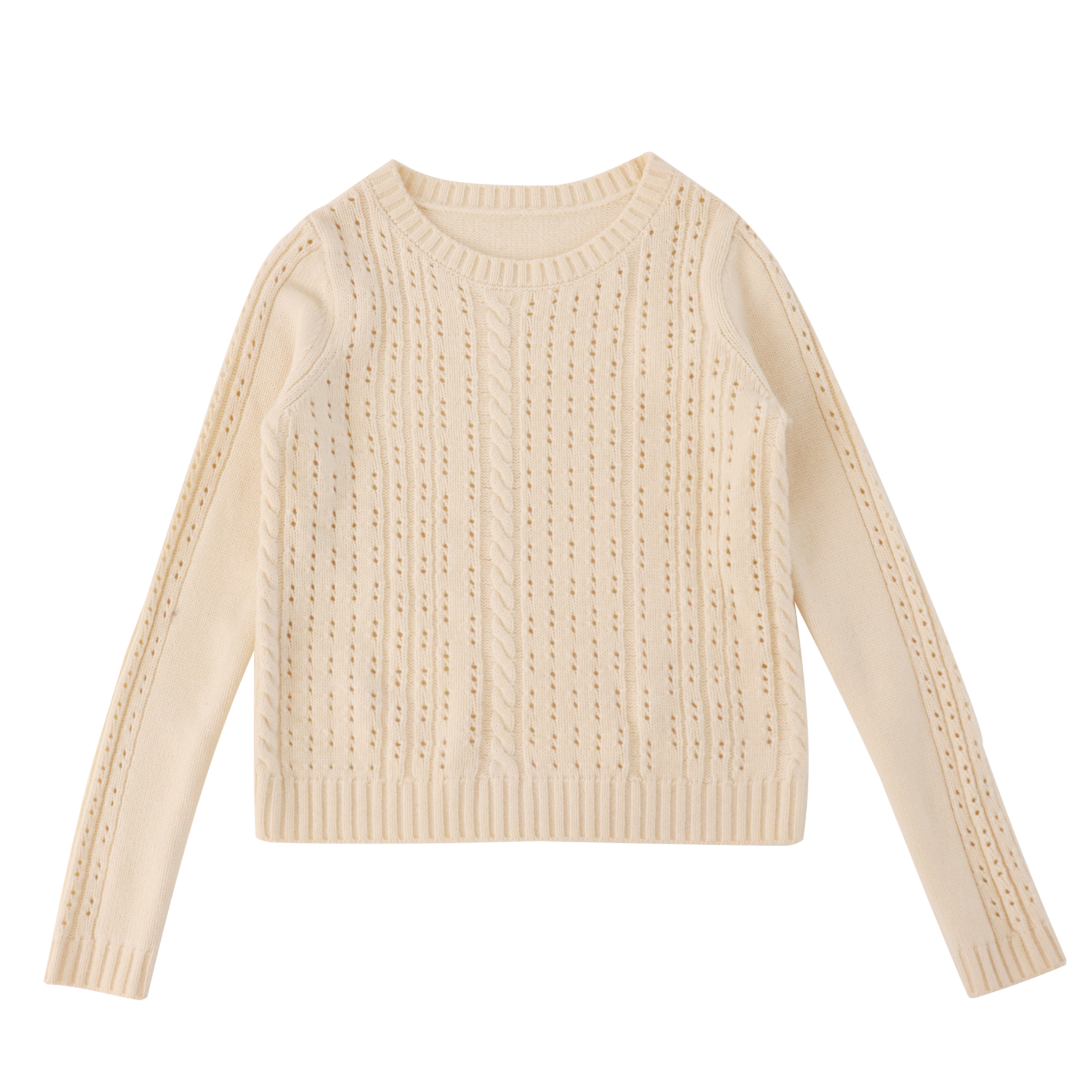 Suéter de punto de jersey de mujer de lana hueca de manga larga personalizada de fábrica OEM de Otoño Invierno