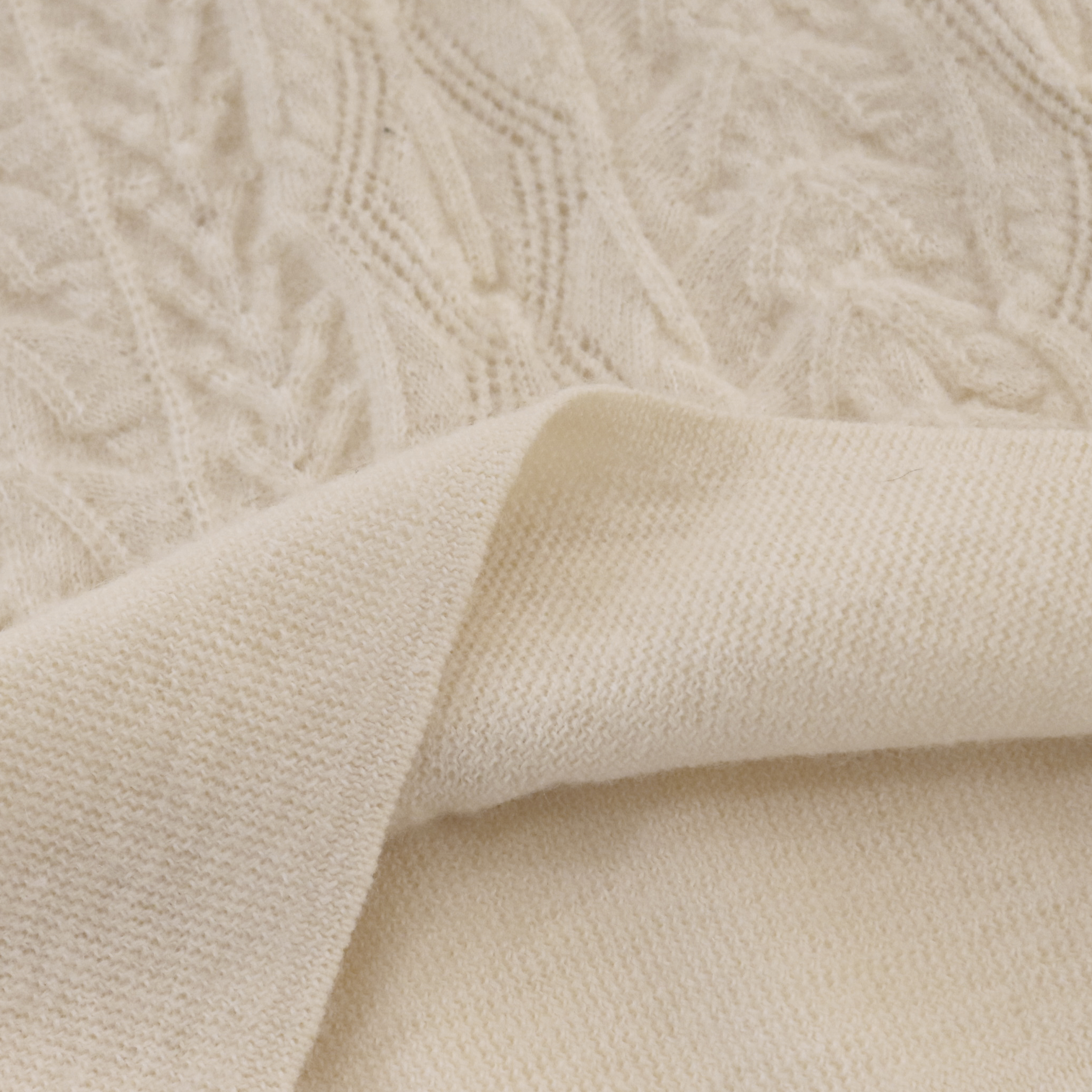 Suéter de punto de manga larga con cuello redondo blanco personalizado de fábrica OEM de otoño invierno para mujer