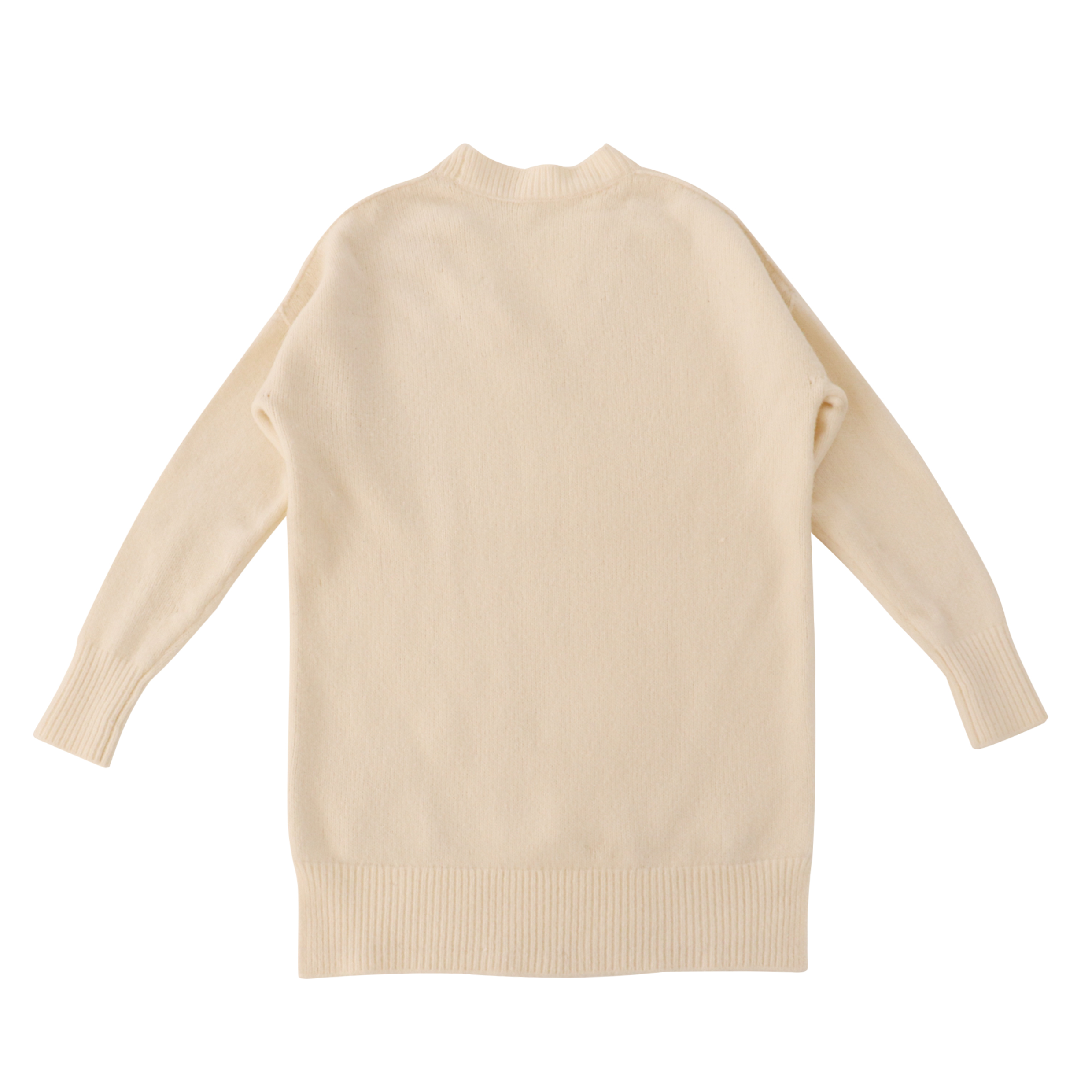 Suéter beige de encargo del punto del jersey de las mujeres con cuello en V de manga larga de la fábrica del OEM del otoño invierno