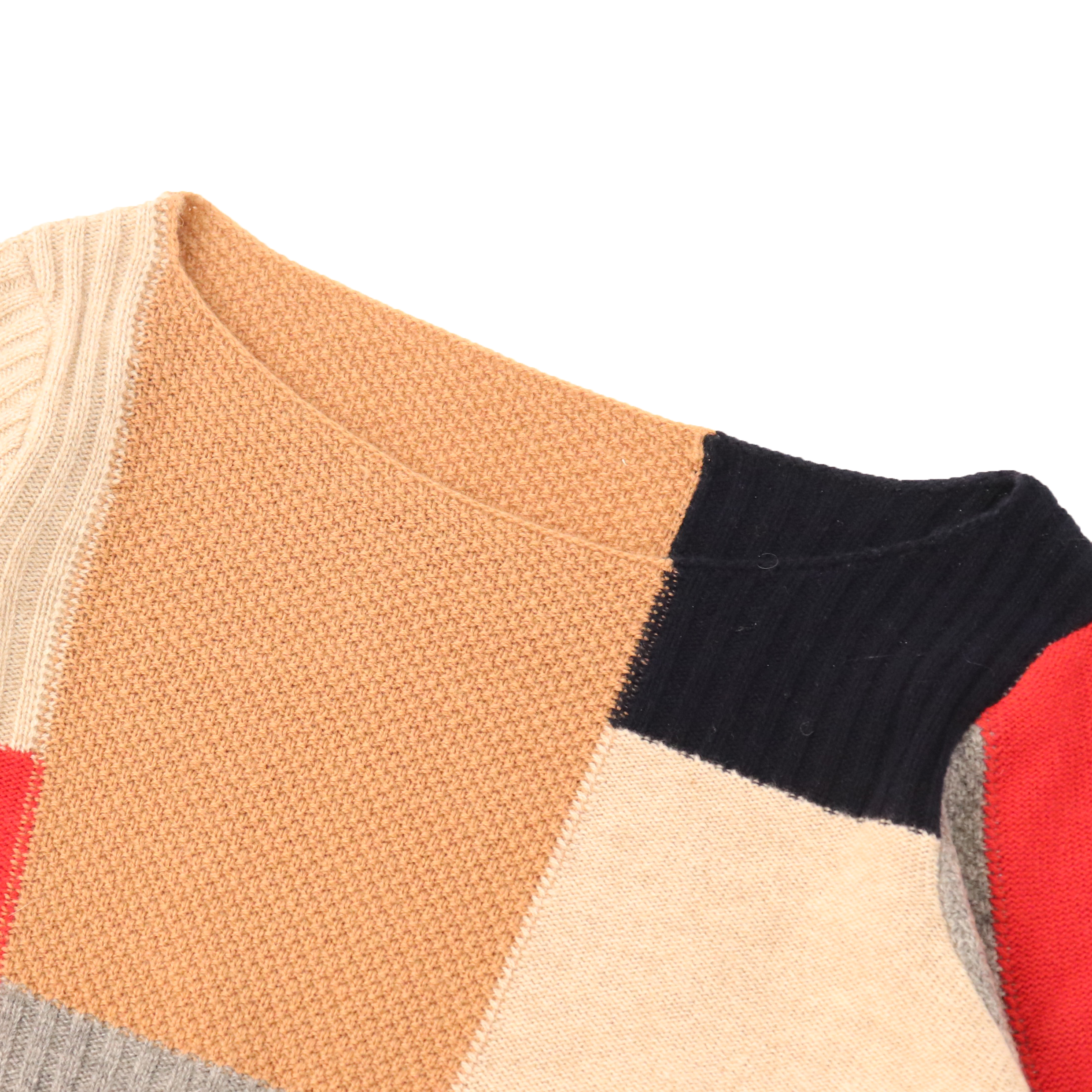 Suéter del punto del jersey de las mujeres de las lanas de los colores que contrastan de la manga larga de encargo de la fábrica del OEM del otoño invierno